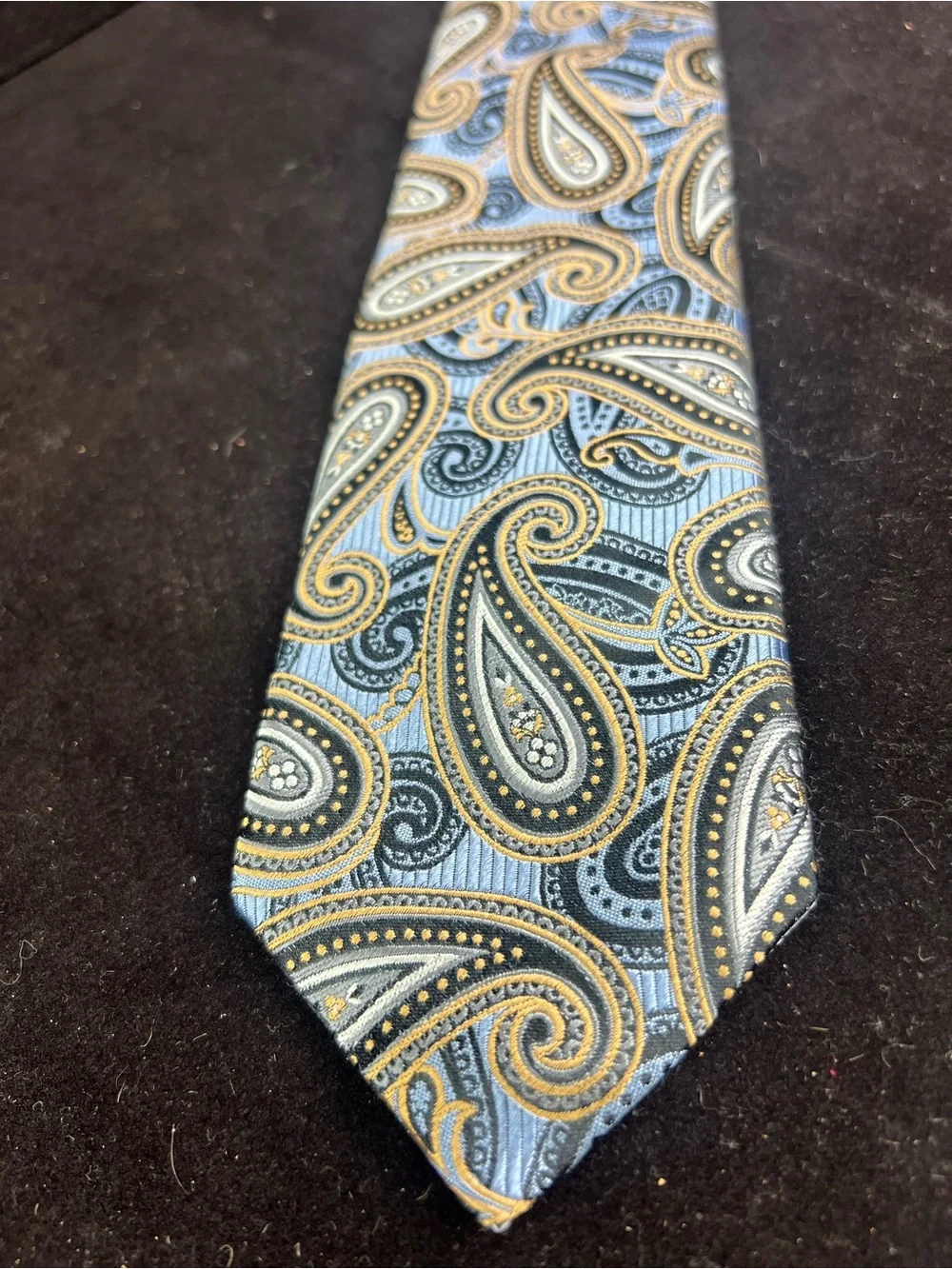 JZ Boulder Men's Paisley Silk Tie in Blue and Gold